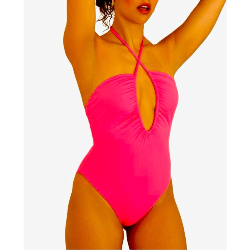 Dippin' Daisy's Hot Pink One-Piece Halter Swimsuit